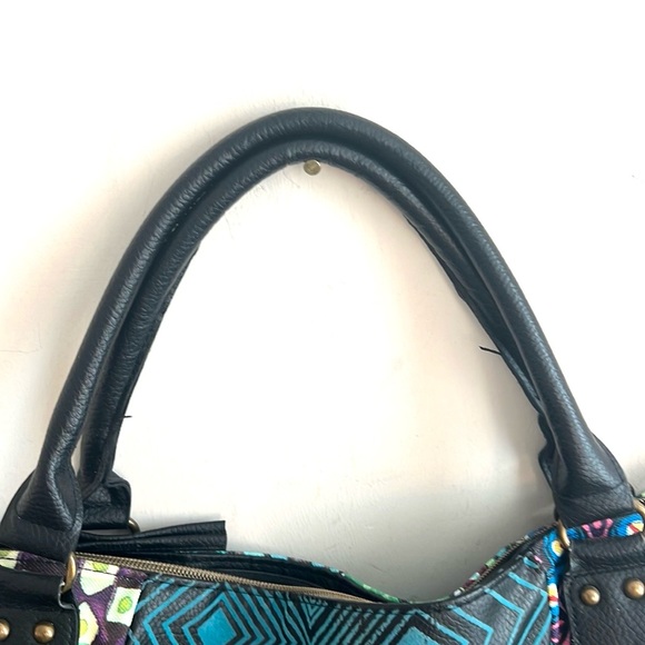 Desigual Boho Multicolor Butterfly Flower Bag With Vegan Black Leather T… - Picture 4 of 13